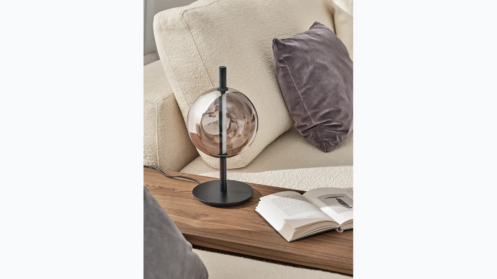 Lampada Sferatus da tavolo in vetro e acciaio di Bontempi