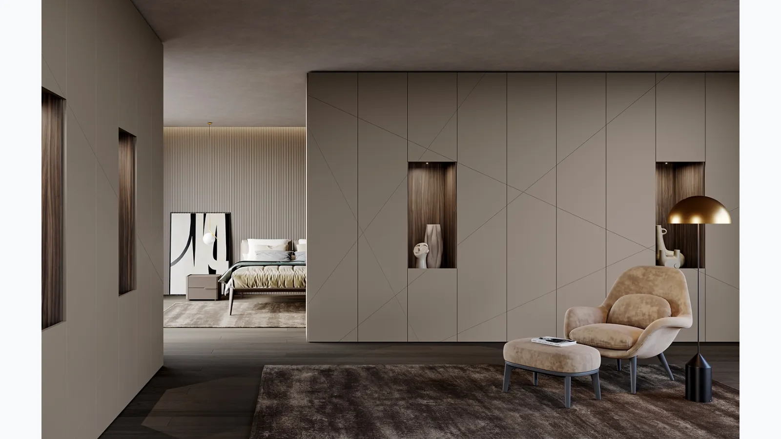 Armadio Decor Shanghai con ante battenti in laccato Nocciola di Olivieri