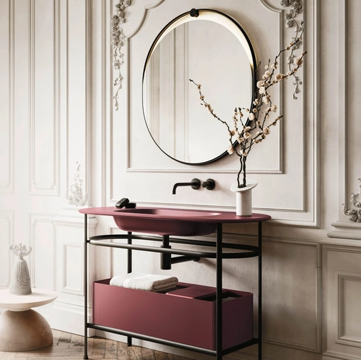 Mobile da Bagno sospeso Almond 02 in laccato opaco di Arbi