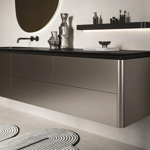 Mobile da Bagno sospeso Almond 09 in laccato Ghisa Metal di Arbi