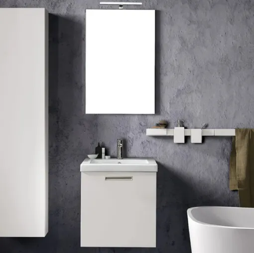 Mobile da Bagno sospeso laccato Bianco Light 01 di Archeda