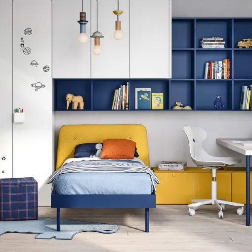 Cameretta a ponte con scrivania Kids space 24 in melaminico di Nidi