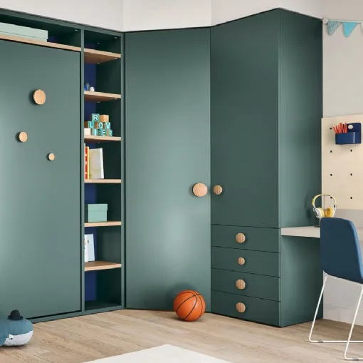 Cameretta componibile Kids space 28 in melaminico di Nidi