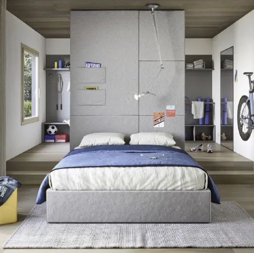 Cameretta componibile con porta bici da parete Next space 04 in melaminico di Nidi