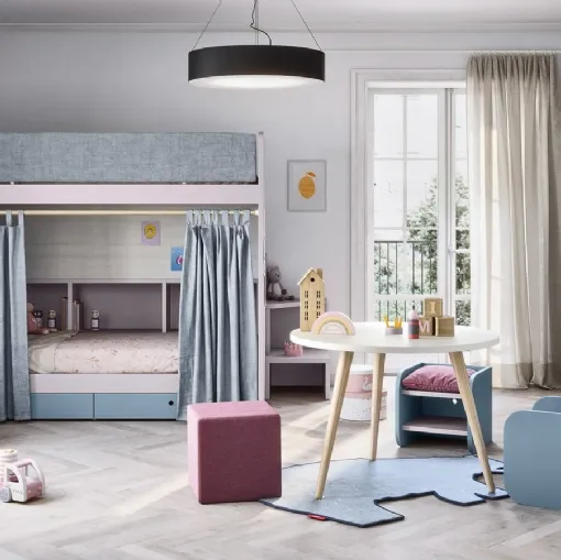 Cameretta con letti a castello Kids space 14 in melaminico di Nidi