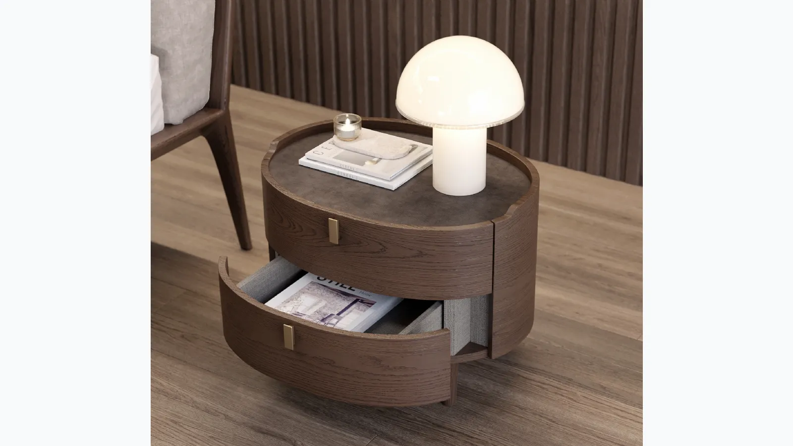 Comodino Kalè Rovere Moka di Olivieri