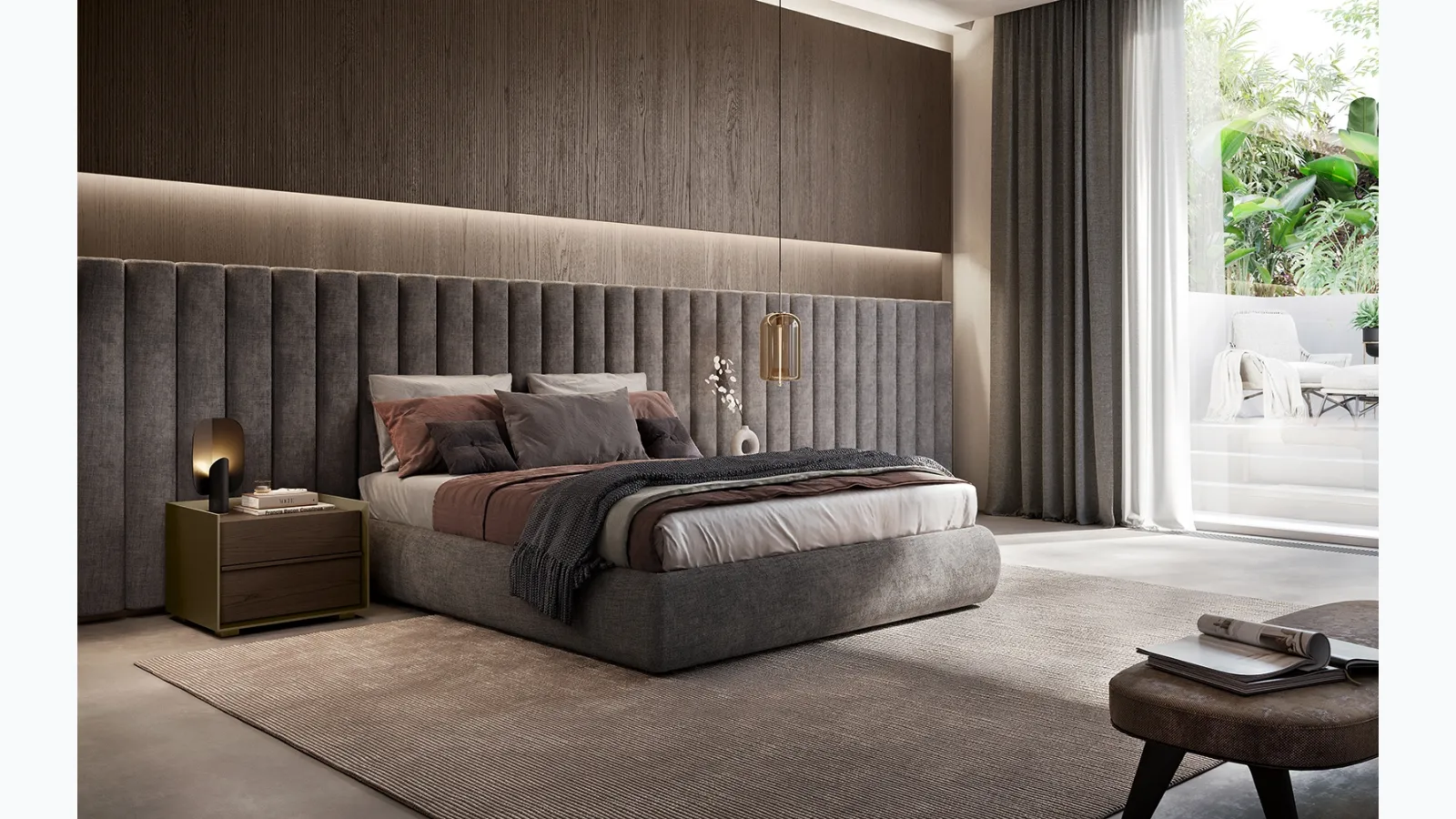 Letto matrimoniale Dress Code in velluto di Olivieri
