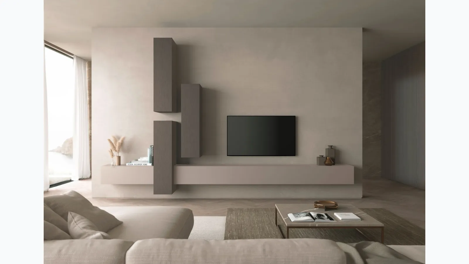 Parete Attrezzata sospesa Cube 6 005 di Olivieri