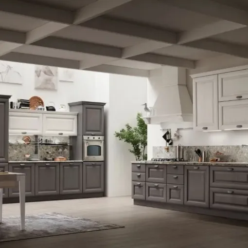 Cucina Classica ad angolo Lola 02 in Grigio Antracite e Bianco Gesso di Arrex