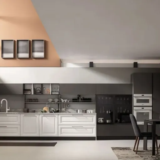 Cucina Classica lineare Lola 07 in Frassino e Metal Piombo di Arrex