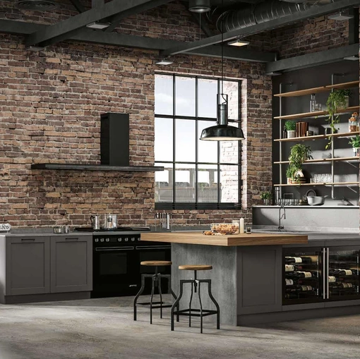 Cucina Moderna con penisola Curry Industrial di Arrex