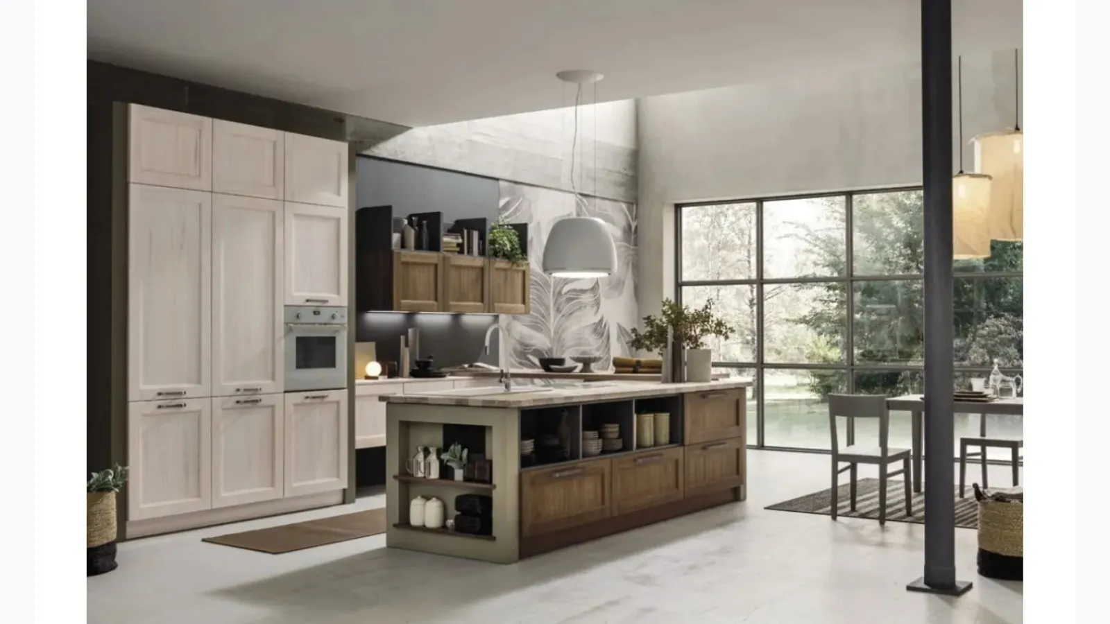 Cucina Moderna con penisola Eva 02 in legno Tinta Vintage di Arrex