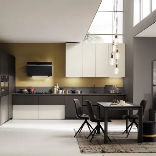 Cucina Moderna angolare Lab con finitura Metal Ice e Piombo di Arrex