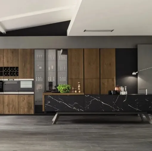 Cucina Loft Wood Pepe e laminato effetto Marmo di Arrex