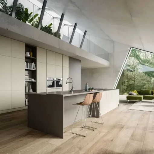 Cucina Moderna con isola Opale composizione 01 in ecoresina di Arrex