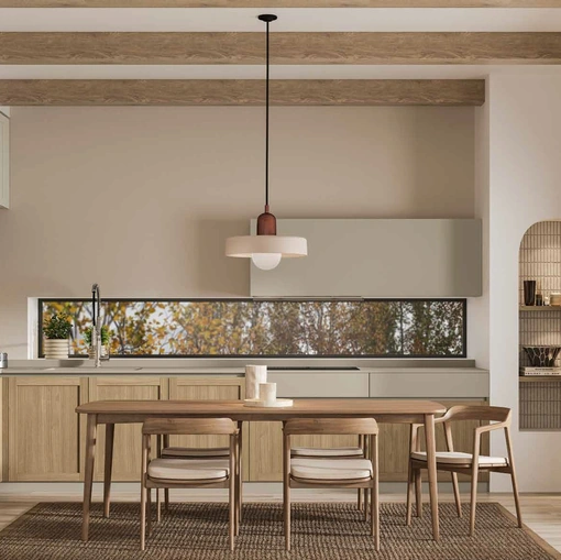 Cucina Moderna angolare Queen Scandinavian in legno e pet di Arrex