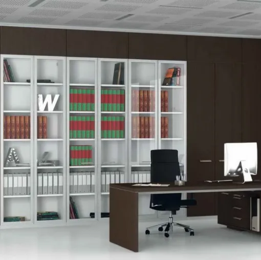 Libreria da ufficio in laccato bianco opaco Logica di Walco
