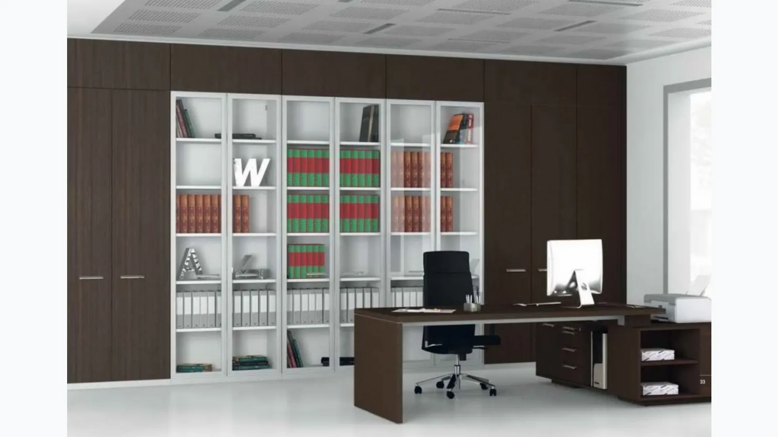 Libreria da ufficio in laccato bianco opaco Logica di Walco