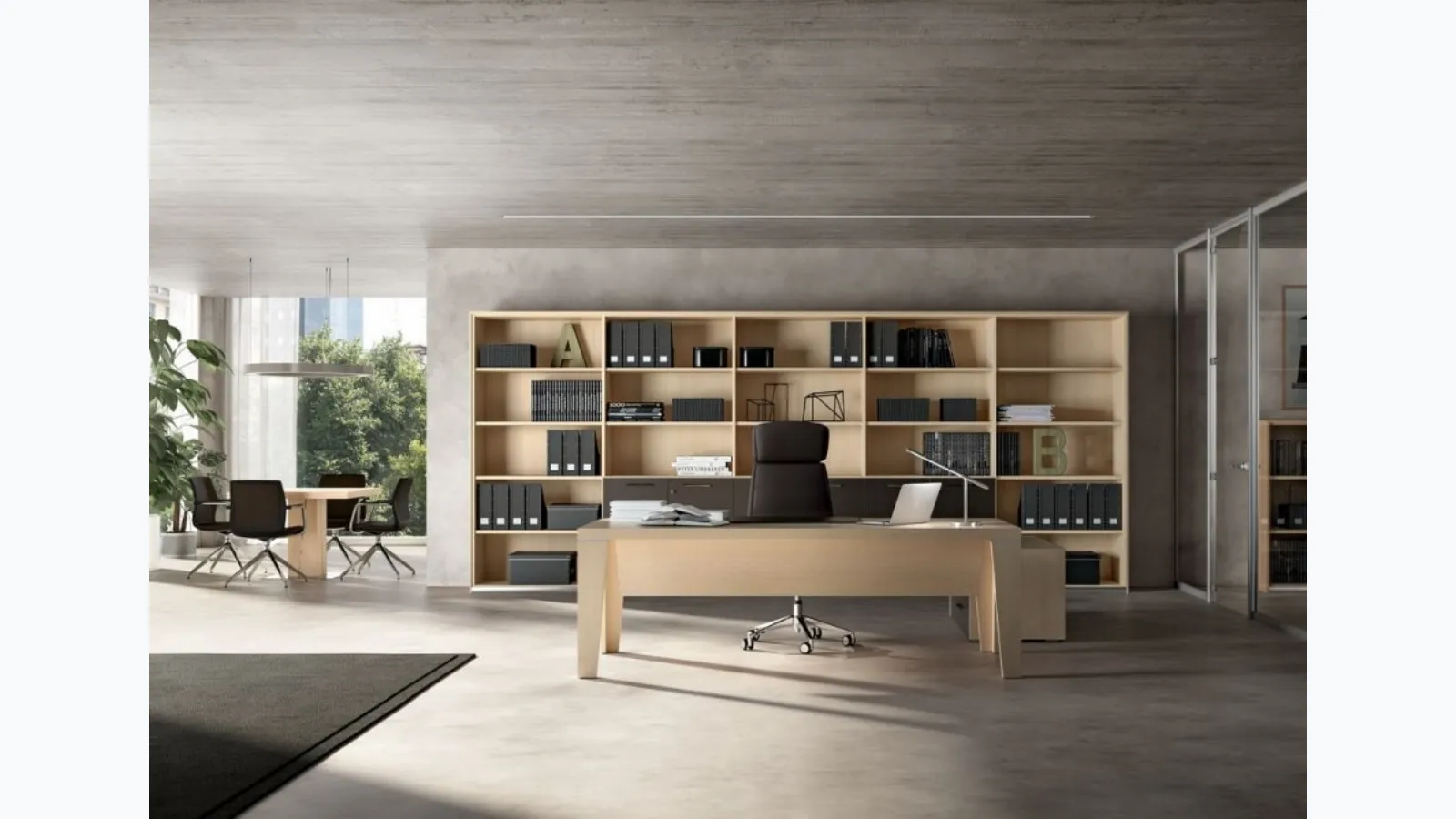 Scrivania direzionale in rovere naturale Tempo di Walco